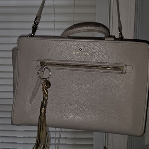 Kate Spade Womens Pebbled Leather Satchel - Light Taupe